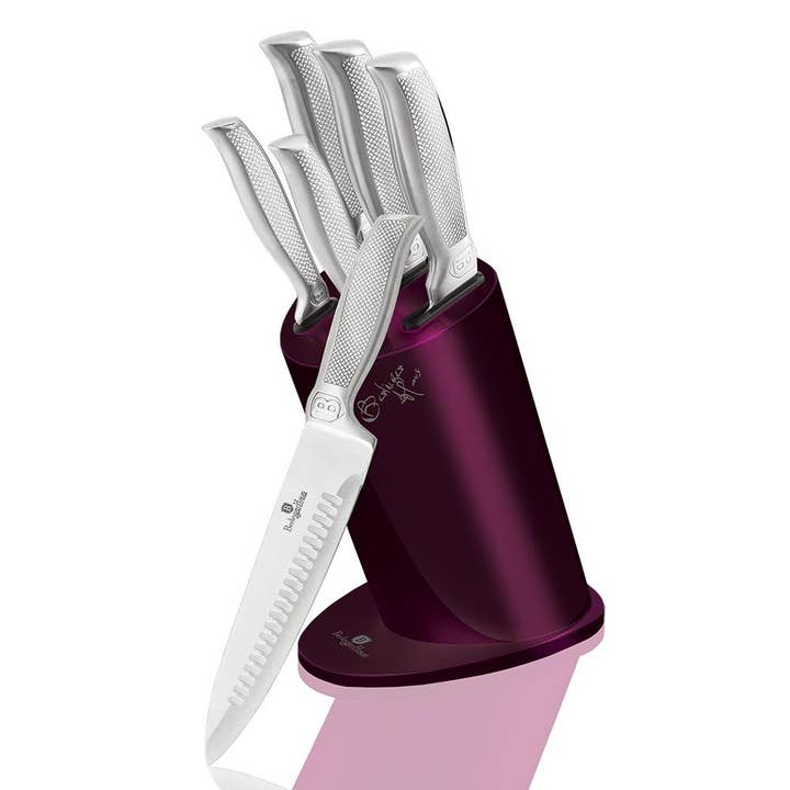 6-Piece Knife Set w/ Stainless Steel Stand Kikoza Purple Col for wholesale by Berlinger Haus
