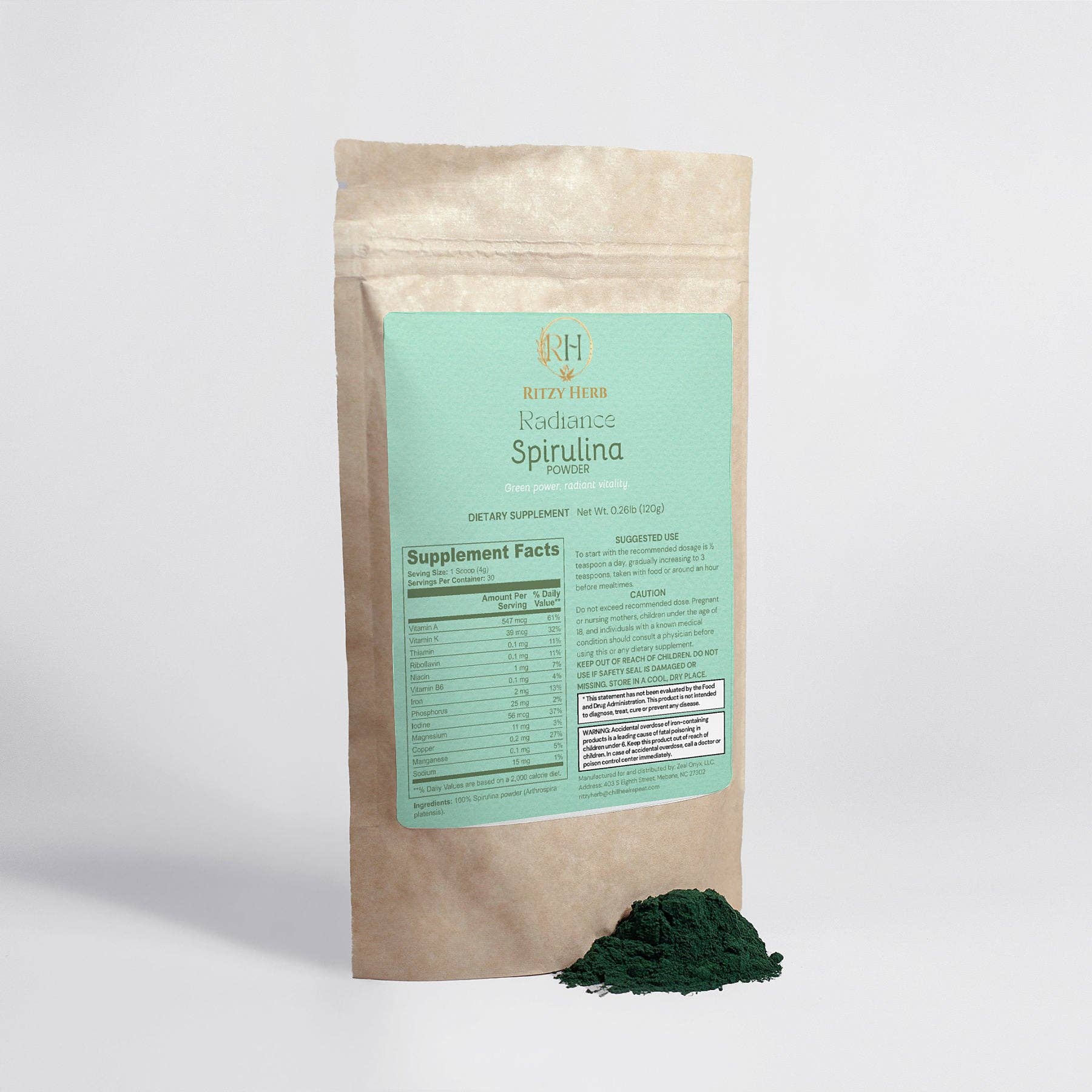 Ritzy Herb – wholesale Protein/superfood powder – Radiance Spirulina Powder2