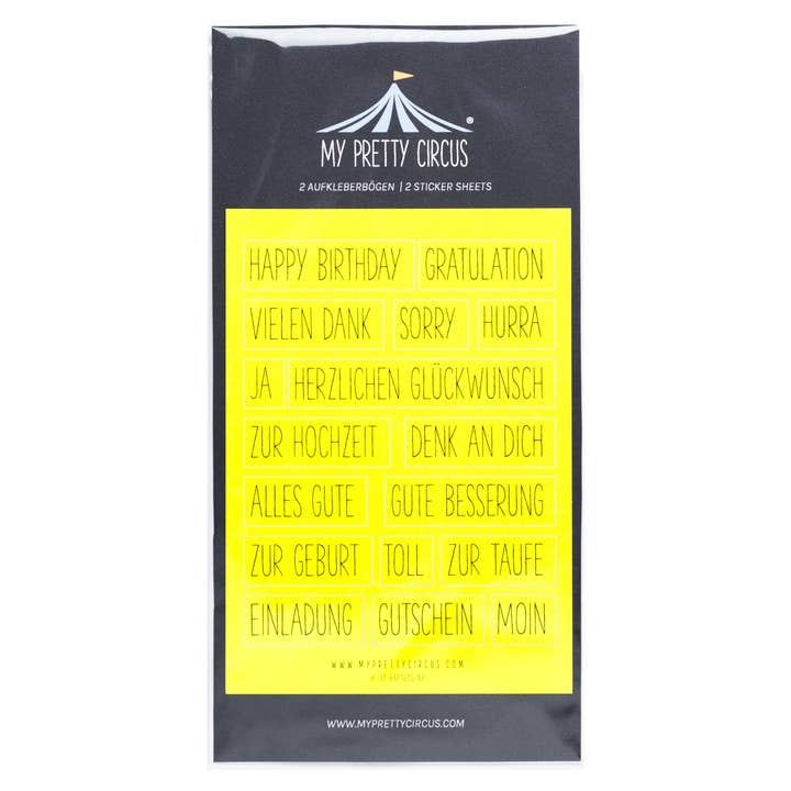 Sticker “Congratulation” square neon yellow #9 - German for wholesale by My Pretty Circus