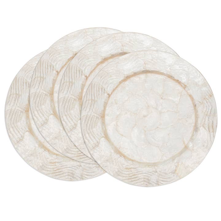 Ivory Elegant Wavy Capiz Charger for wholesale on Faire2