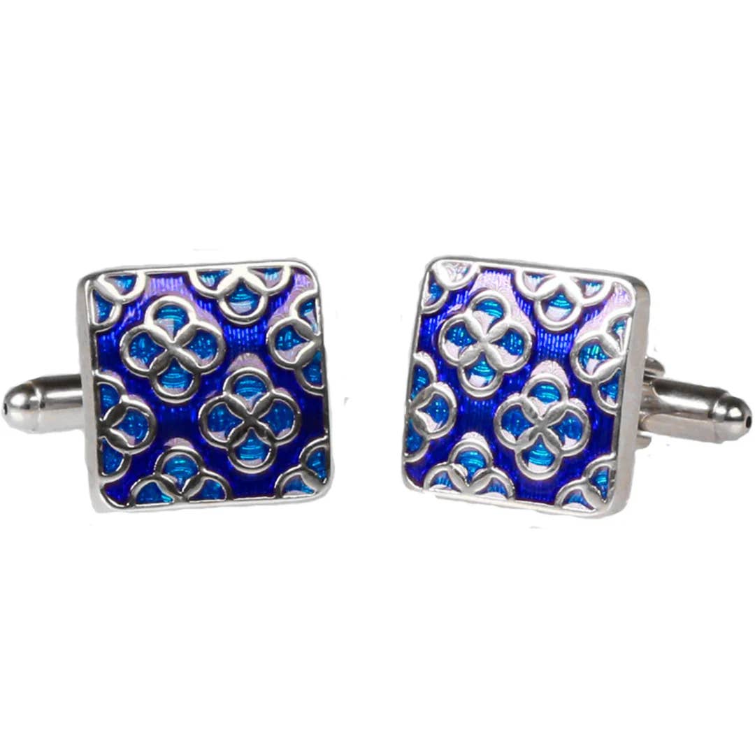 Ferrecci - Wholesale Cufflinks - Ferrecci - Silvertone Square Gems Cufflinks with Jewelry Box