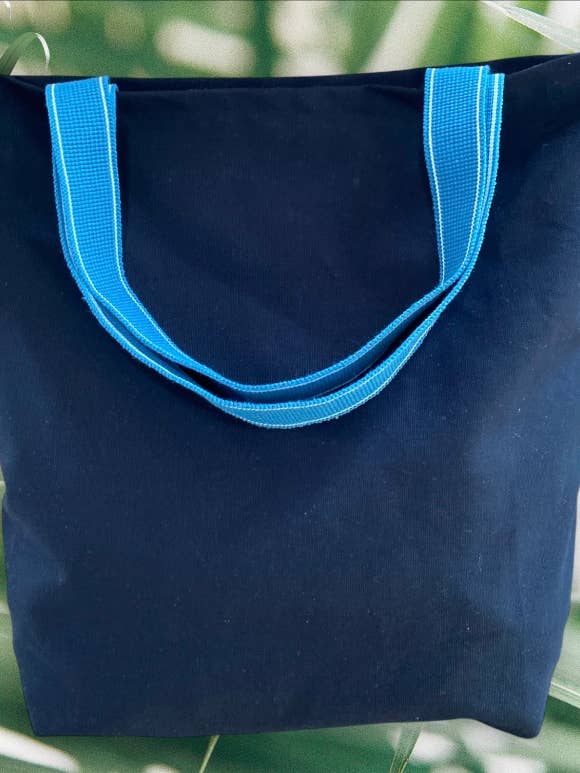 Handmade Black Organic Cotton Tote Bag with Zip Pocket for wholesale by everydaybags.gifts