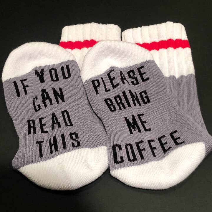 If You Can Read This/Please Bring Me Coffee Socks (Womens) for wholesale by The Sock Barn Canada