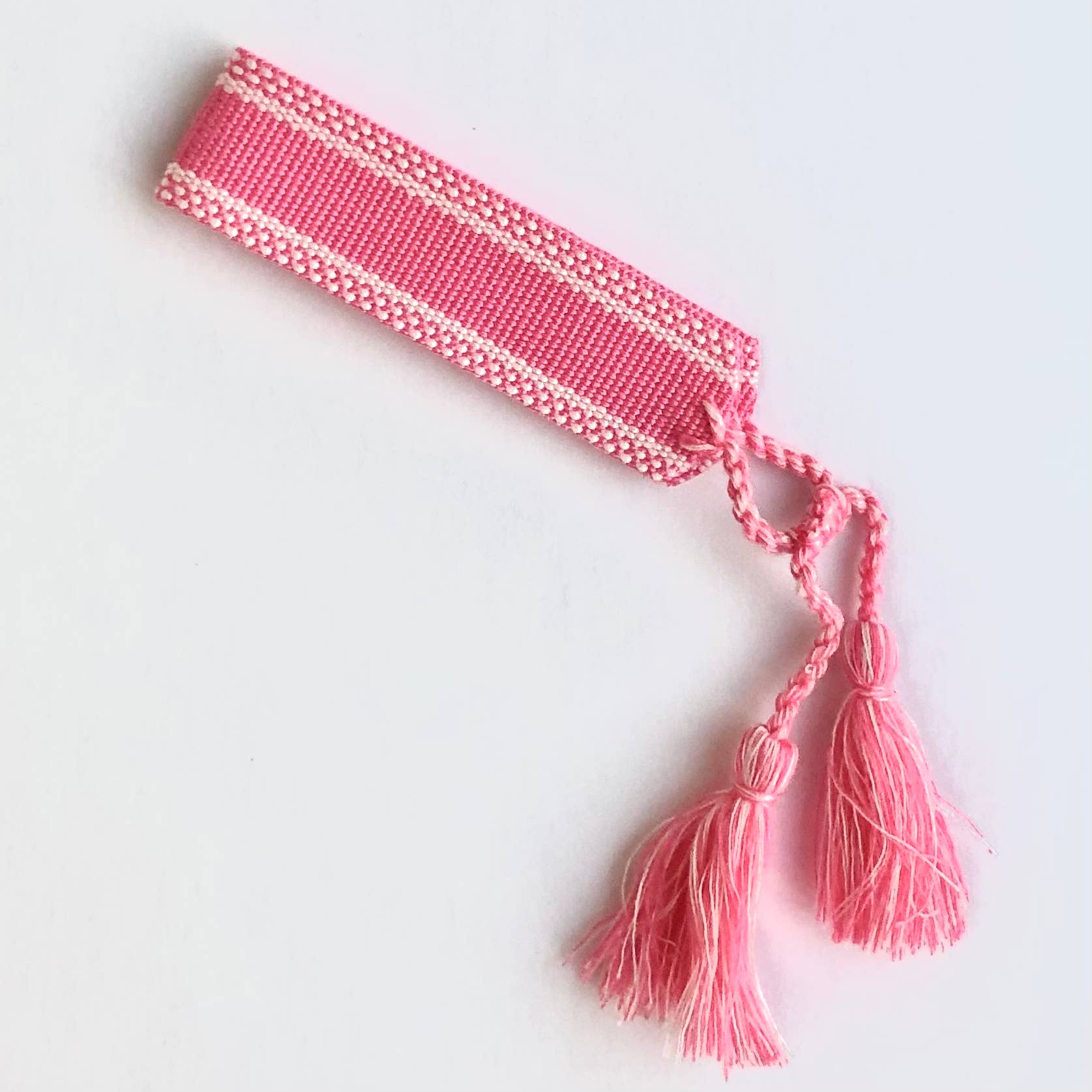 GreenWave – wholesale Woven/braided bracelet – Cotton knitted woven bracelets with tassel and accent stripe7