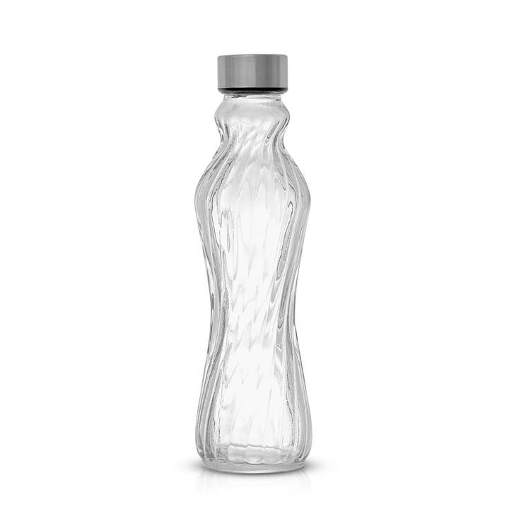 JoyJolt - Wholesale Water bottle - 6 Fluted Glass Water Bottles with Stainless Steel Caps4