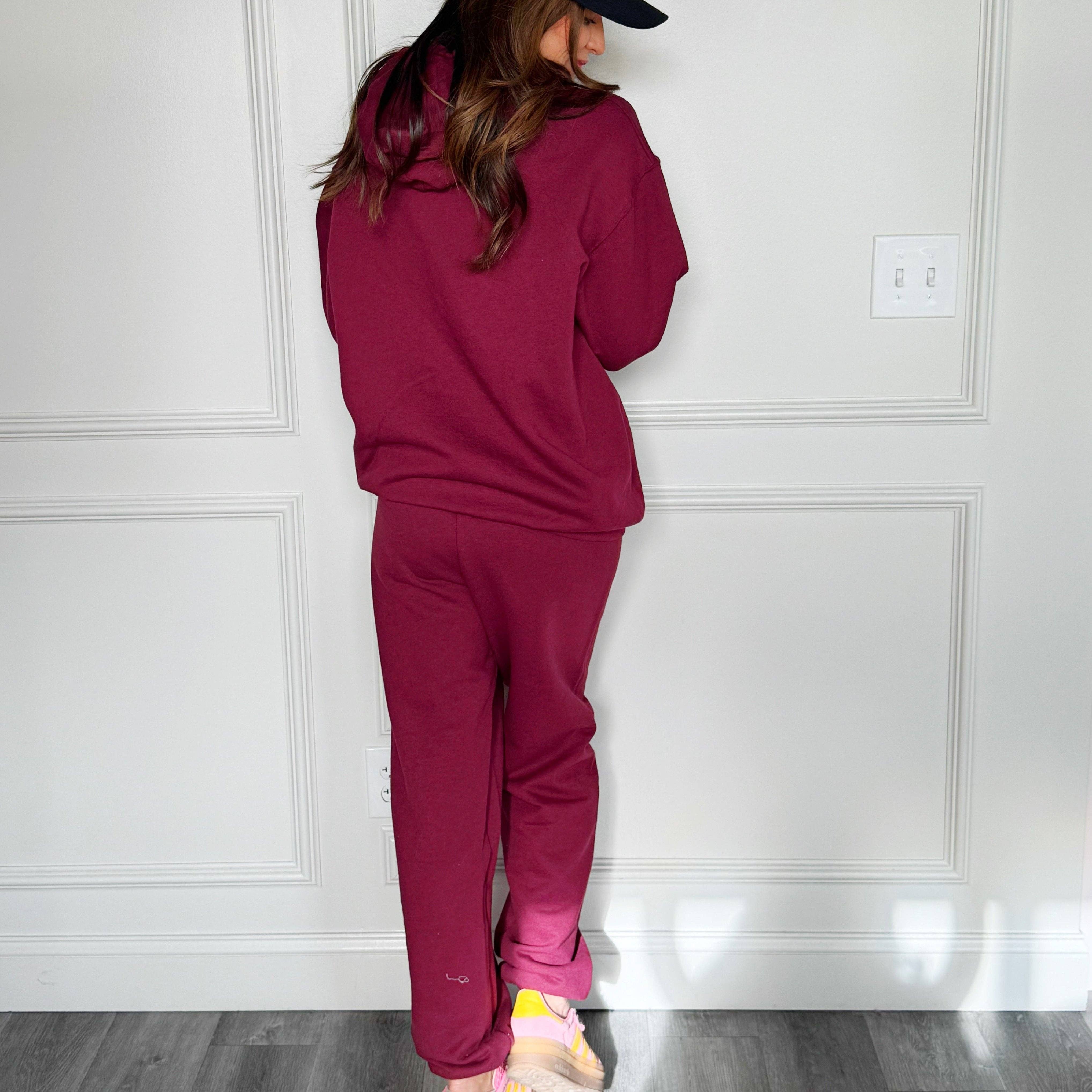 Poppy & Pine - Vendita all'ingrosso Pantaloni sportivi/da jogging loungewear - Donna - Pantaloni della tuta bordeaux Puff Homebody Club3