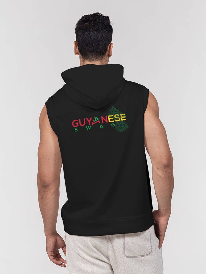 Guyanese Swag Guyana Map Premium Men Heavyweight Sleeveless Hoodie for wholesale by Fashion Quality Boutik