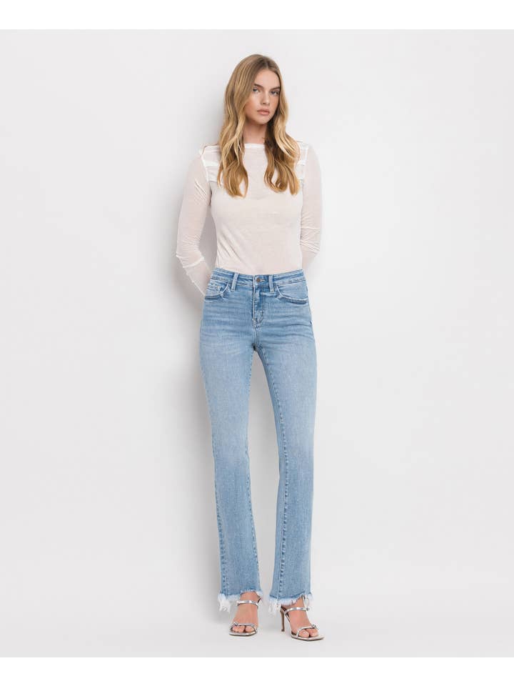 FLAMME BLEUE MINI JEAN TAILLE HAUTE COUPE F5658 en vente sur Faire2