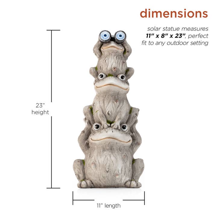 Alpine Corporation - Wholesale Outdoor Ornament/Decor - Alpine Corporation Solar Three Stack Frogs with LED Light