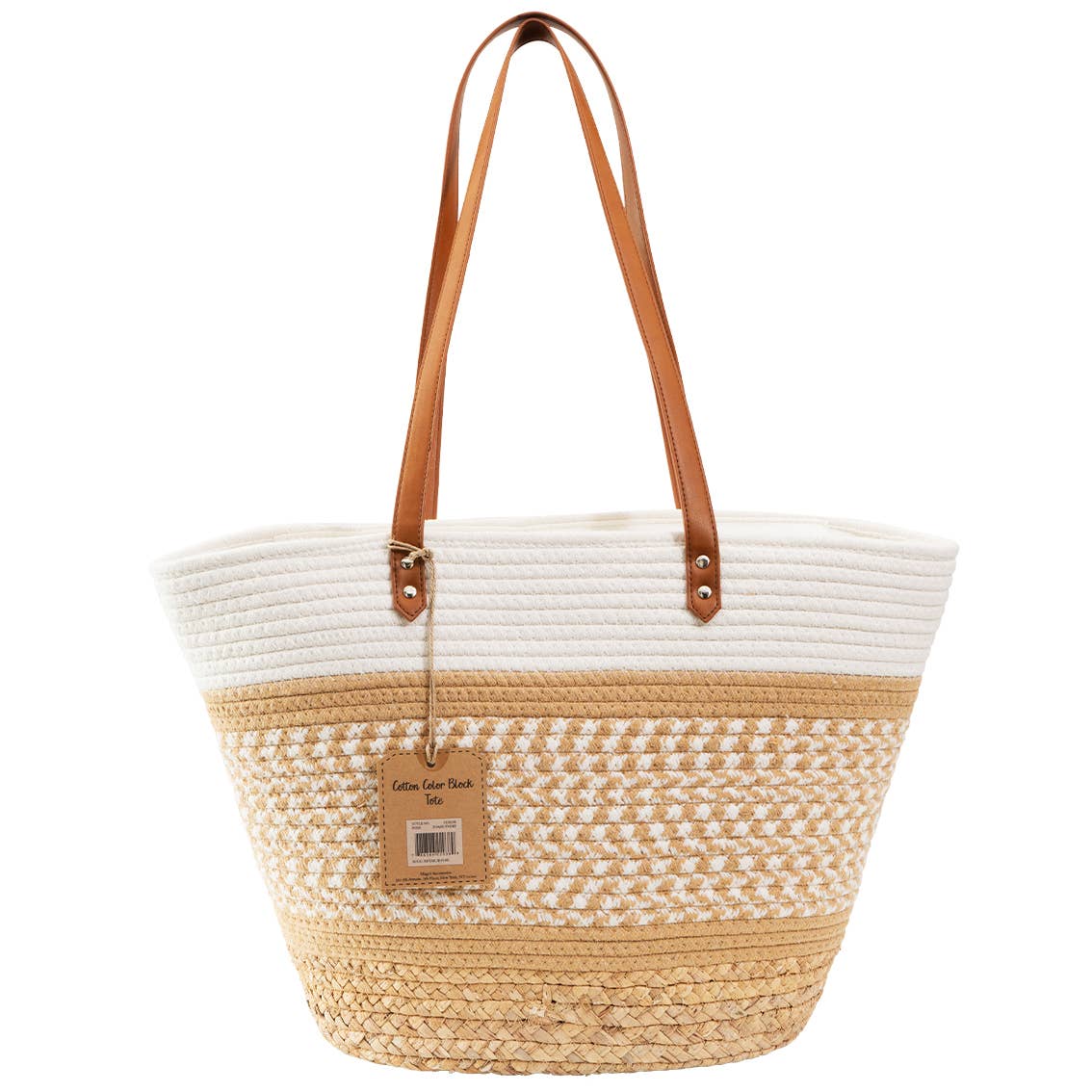 Magid - Wholesale Draagtas - Dames - Magid Natuurlijke Katoenen Geweven & Imitatie Leren Schoudertas17