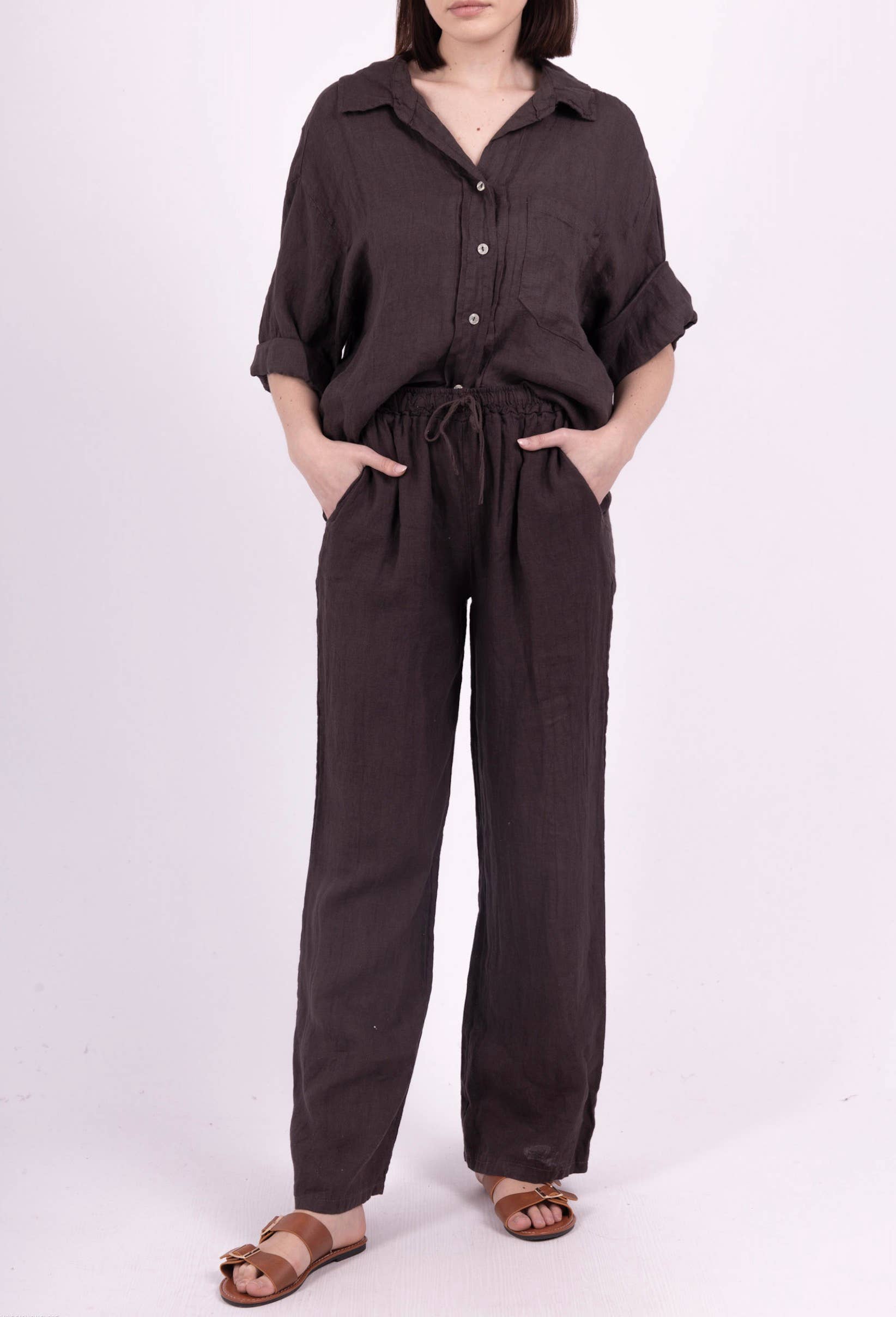 Happy look – Engroshandel Top- og buksesæt (IKKE Loungewear) - Dame – Linnedragt i to dele – Naturlig elegance & komfort9