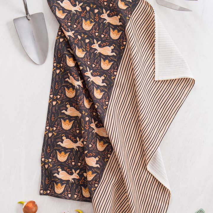 Asciugamano da Cucina in Cotone con Conigli d'Autunno – Design Autunnale del Bosco per la vendita all'ingrosso da parte di Amicreative