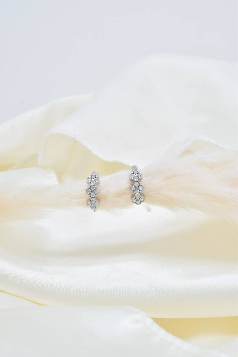 Kapyco - Wholesale Hoop Earrings - Mini Creole Rhinestone in Stainless Steel - BO1004158