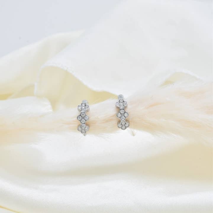 Kapyco - Wholesale Hoop Earrings - Mini Creole Rhinestone in Stainless Steel - BO1004158