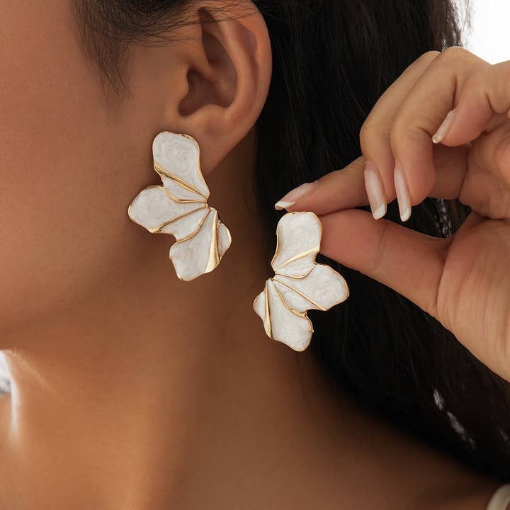 ACCITY - Wholesale Dangle Earrings - SWEET GRADIENT OIL DROP FLOWER ALLOY EARRINGS_CWMM3198