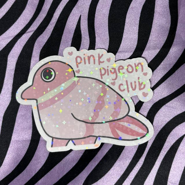 pink pigeon club sticker for wholesale by squiglysketches