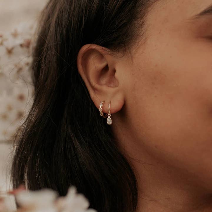 Mauve Jewelry Co. - Wholesale Huggie Earrings - May Raindrop Hoops5