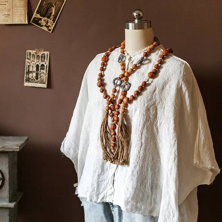 Rustic Reach - Wholesale Curtain Tieback - Wood Beaded Cord Curtain Tiebacks DIY Door Curtain 47" Long2