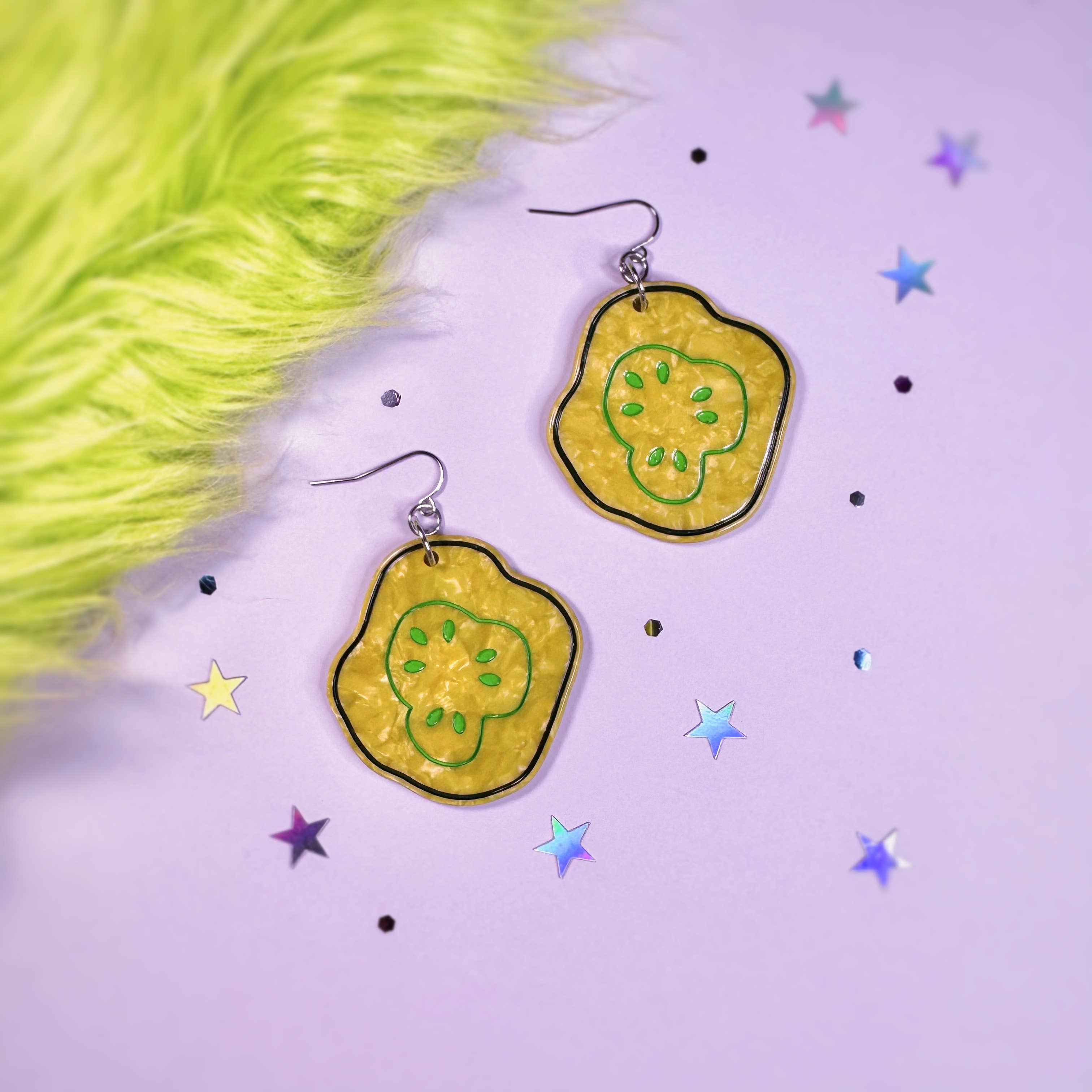 Peach Beast - Wholesale Dangle Earrings - Pickle Chip Statement Earrings5