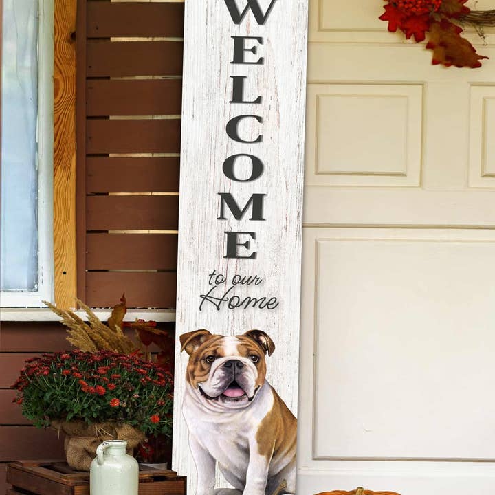 Bulldog Welcome sign for wholesale by E&S Pets