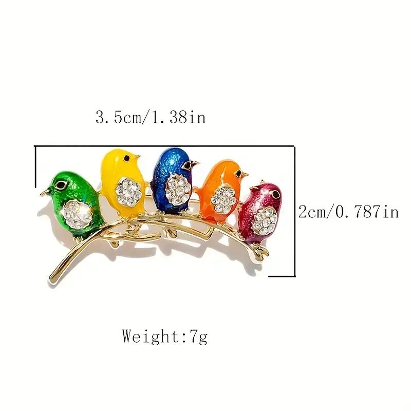 Magnifique Hearts – wholesale Brosch – Emalj fågelbroschnål - färgglad kristallaccent2
