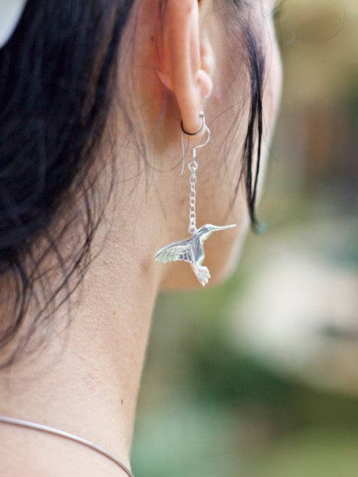 Hummingbird earrings - silver plated for wholesale by sundaricreations