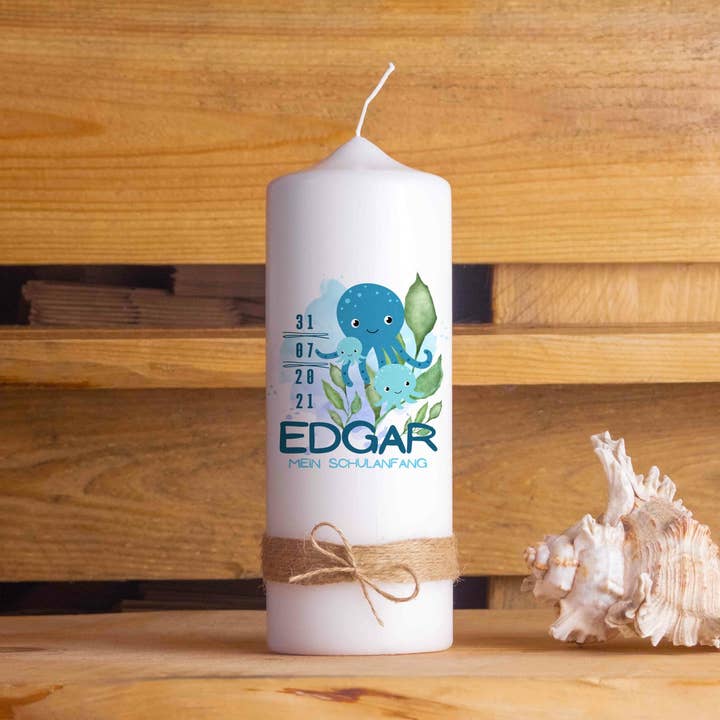 Tillbaka till skolan ljus | Bläckfisk | 15 - 30 cm höjd | för wholesale av Die Kerzenwerkstatt