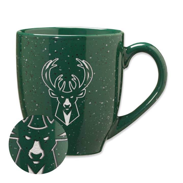 NBA Milwaukee Bucks16 oz Laser Engraved Ceramic Coffee Mug for wholesale by Rico Industries