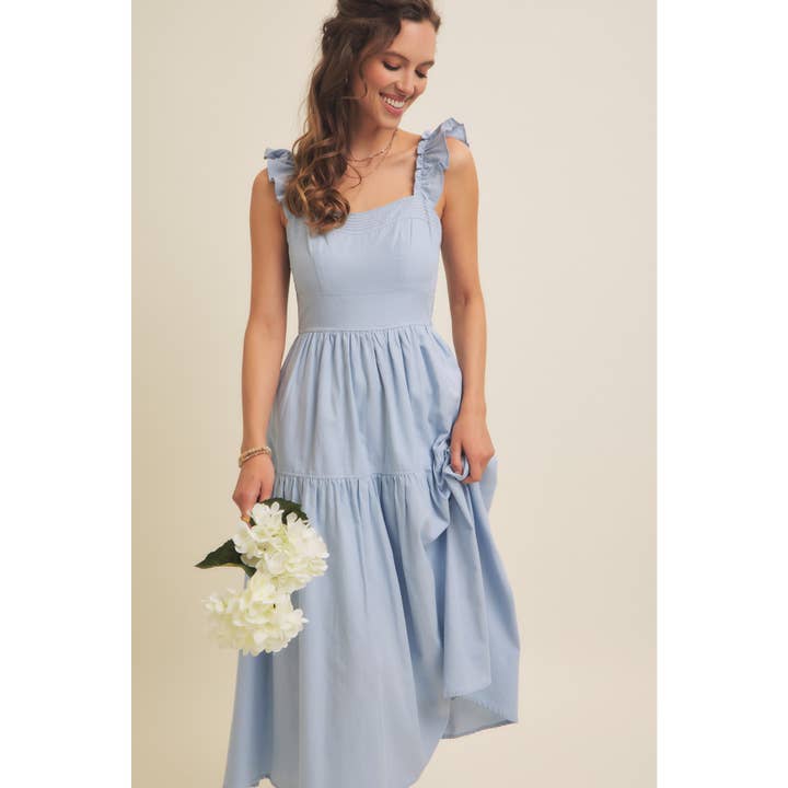 in february – wholesale Klänning - Dam – Klänning midi med volangärmar och sömdetaljer3