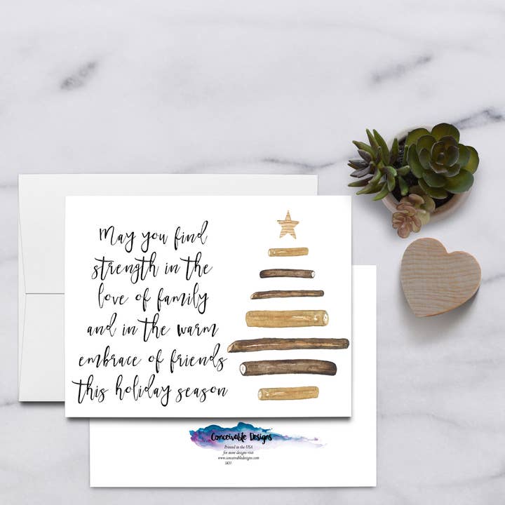 Wooden Tree Holiday Sympathy Card for wholesale by Conceivable Designs