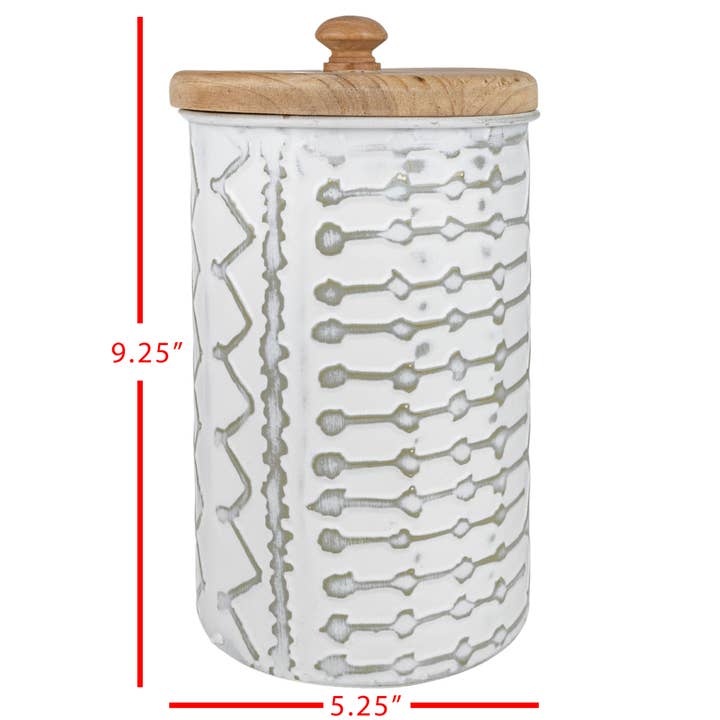 Foreside Home & Garden - Wholesale Canister - SALE - Aaliyah Gray Washed Canister Metal & Wood