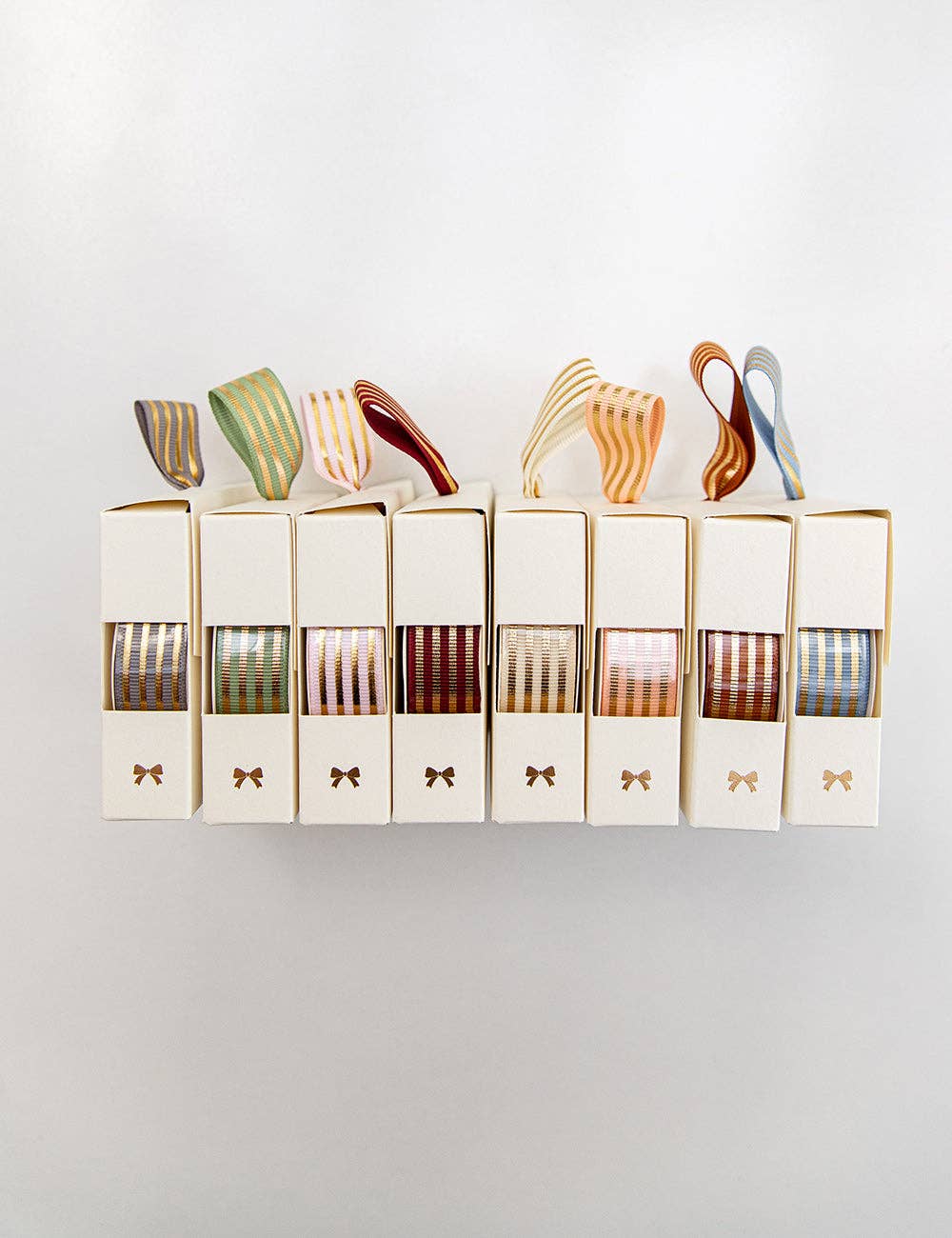 Bespoke Letterpress - Wholesale Ribbon – Gift wrapping - Cream Gold Foil Striped Ribbon - 10 metres15