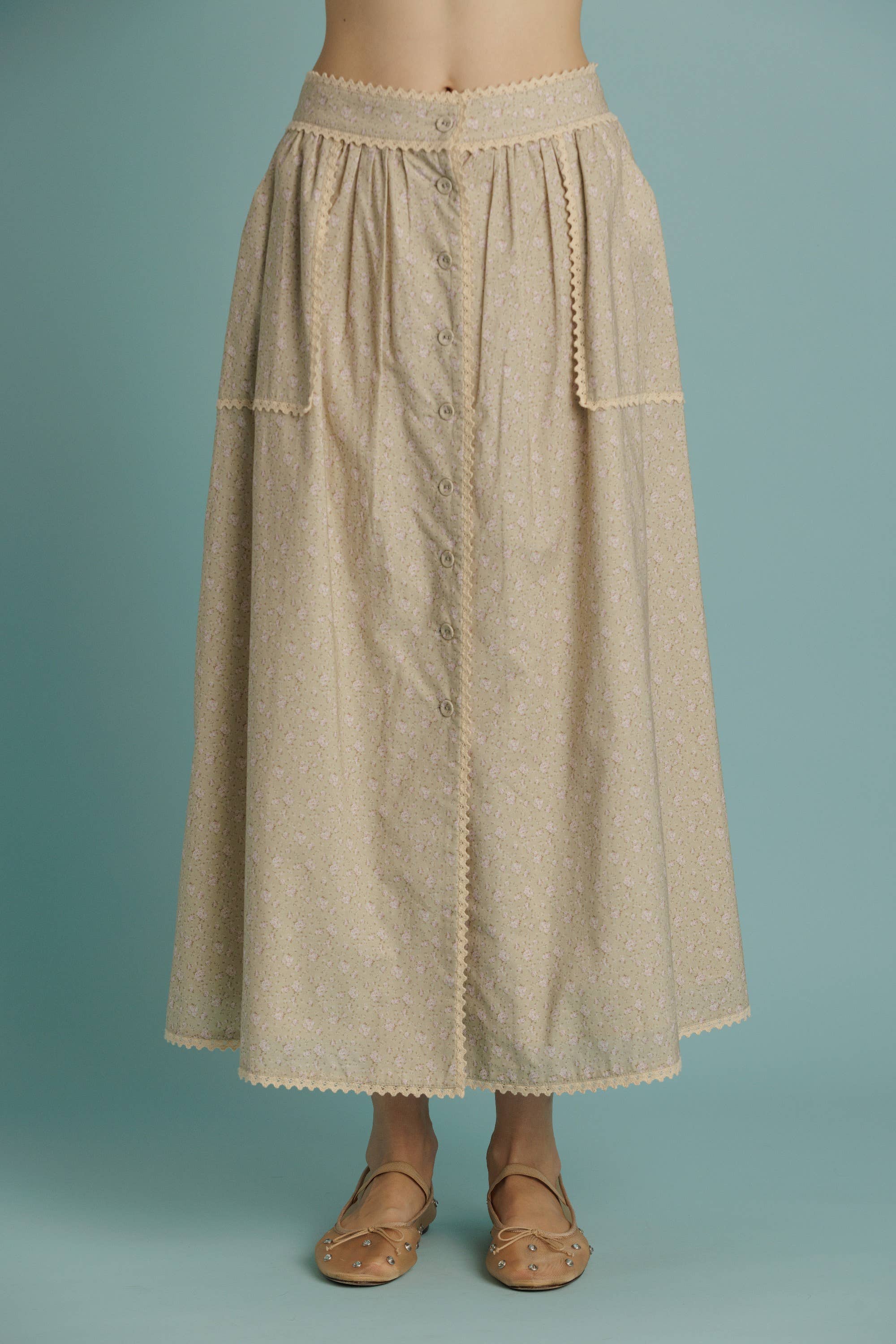 Aureum - Wholesale Skirt - Women's - AB2359 - CROCHET TRIM FLORAL SKIRT4