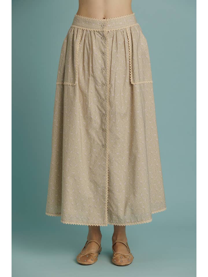 Aureum - Wholesale Skirt - Women's - AB2359 - CROCHET TRIM FLORAL SKIRT4