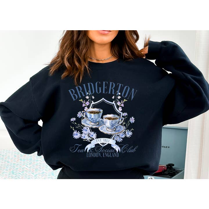 Bridgerton Tea & Social Club Sweatshirt for wholesale by Gia Gifts Boutique