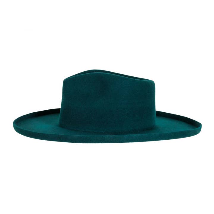 American Hat Makers - Wholesale Fedora - Unisex - Wool Felt Teardrop Fedora Curled Brim Hat - Style Rustler5