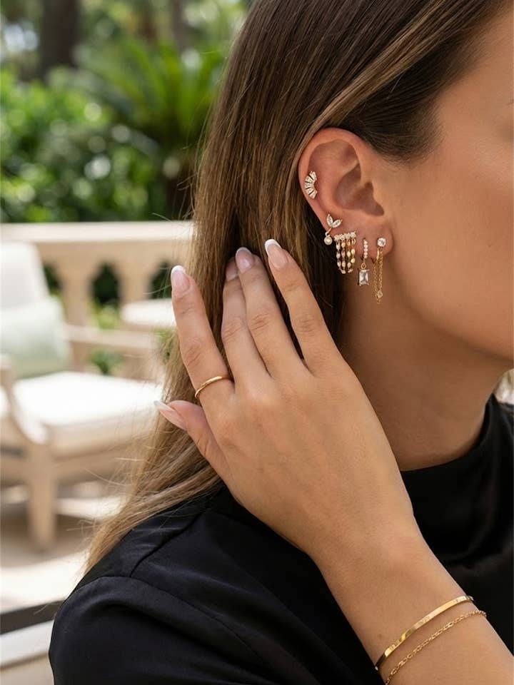 Set van 6 Oorpiercings in Verguld Roestvrij Staal voor wholesale door BELLISSIMA BIJOUX