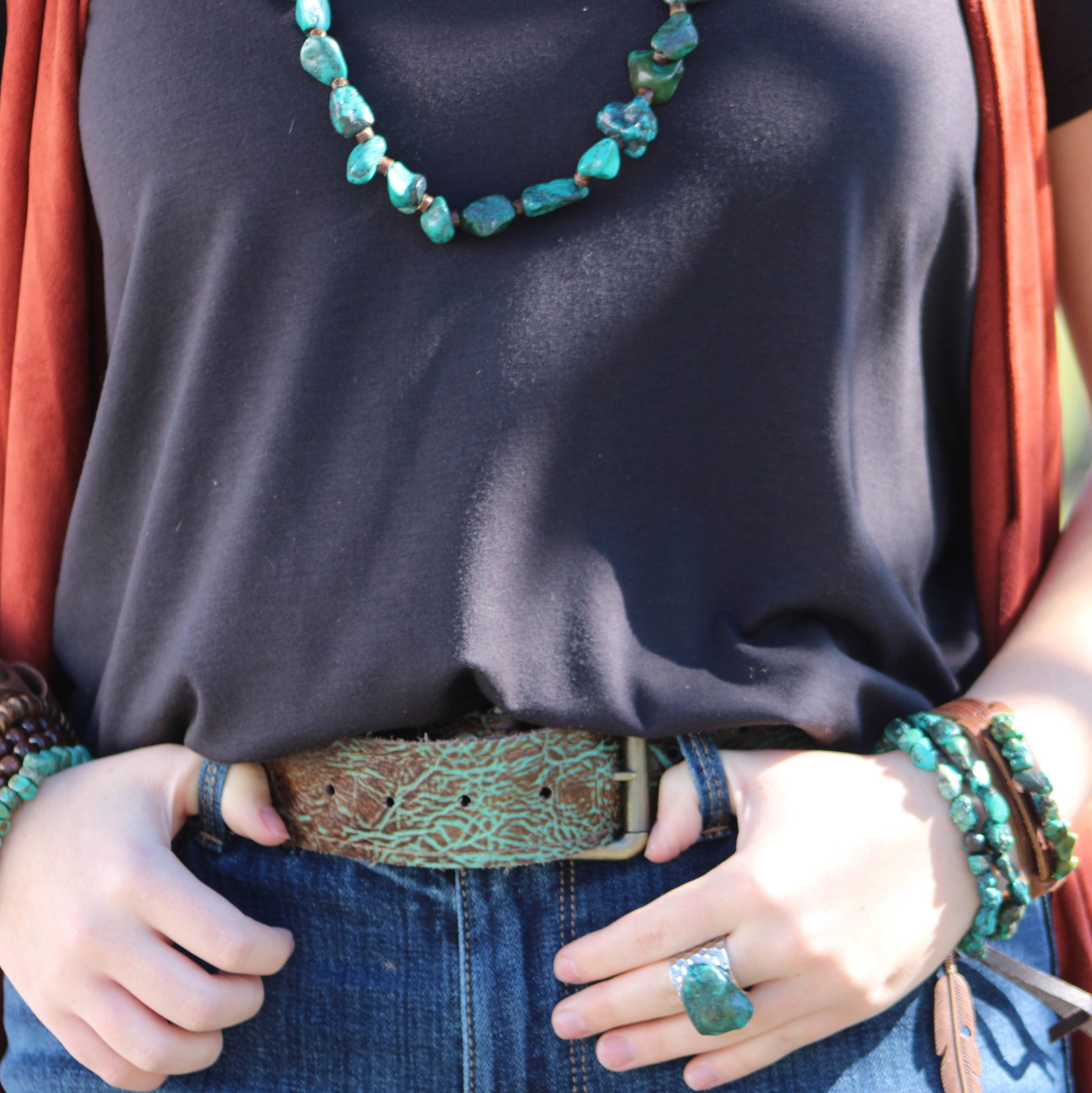 The Jewelry Junkie - Wholesale Cocktail/Statement Ring - Natural Turquoise Chunk Statement Cuff Ring 012v3