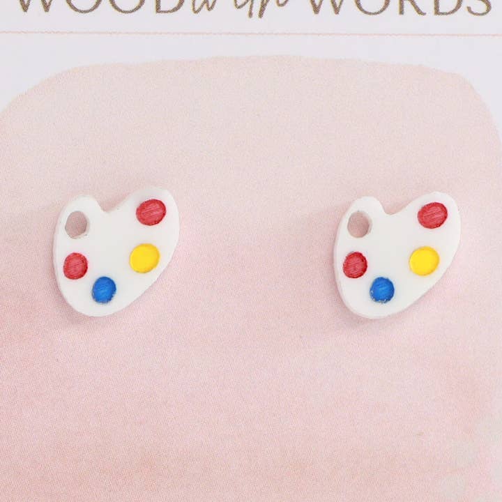 Pendientes de Estudio de Acrílico con Paleta de Pintura para venta al por mayor de Wood With Words