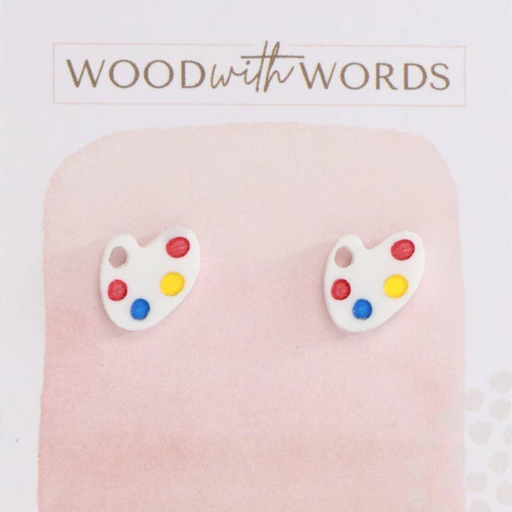 Paint Palette Acrylic Stud Earrings for wholesale by Wood With Words