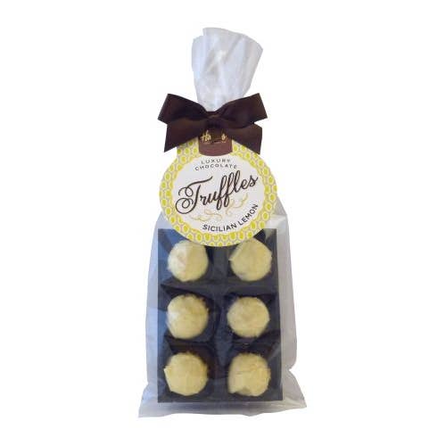 UK SALE ONLY. 6 Luxury Truffle Bag Sicilian Lemon for wholesale by Hames Chocolates