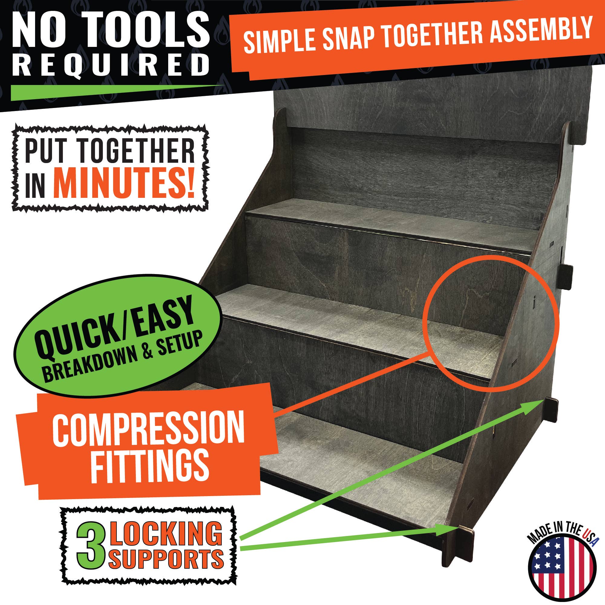 Torched Displays – Suporte/tripé de expositor de loja por atacado – Expositor em 3 níveis para sabonetes, velas e copos térmicos19