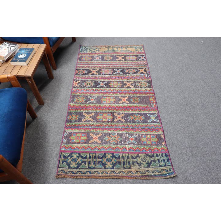 2,8x5,7 ft Tæppe, Tyrkisk Vintage Tæppe, Blå Grøn Dyreprint Uldtæppe for engroshandel hos The Loom Wholesale