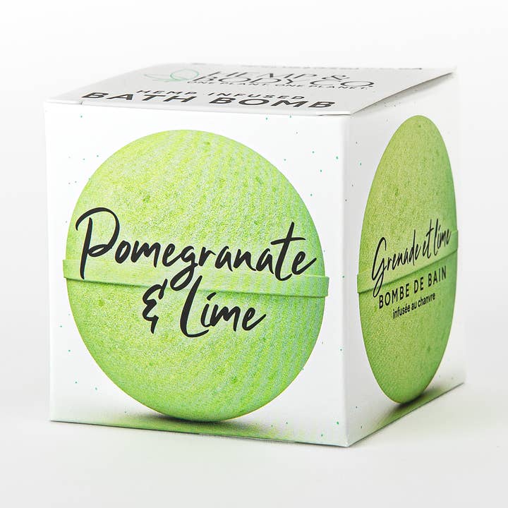 Hampa-infunderad badbomb - granatäpple lime för wholesale av Hemp & Body Co