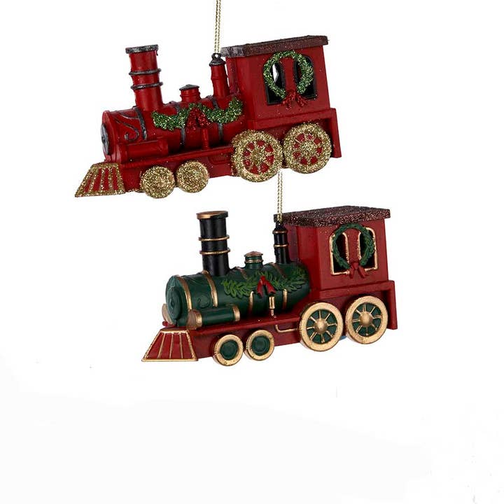 4.7"PLASTIC TRAIN ORNAMENT 2/ASSTD for wholesale by Kurt S. Adler, Inc.
