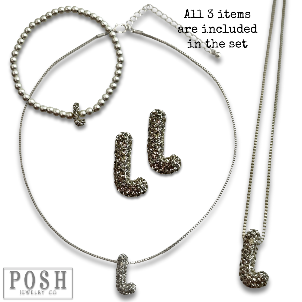 Pink Panache Brands - Wholesale Jewelry Set - Rhinestone initial jewelry set17