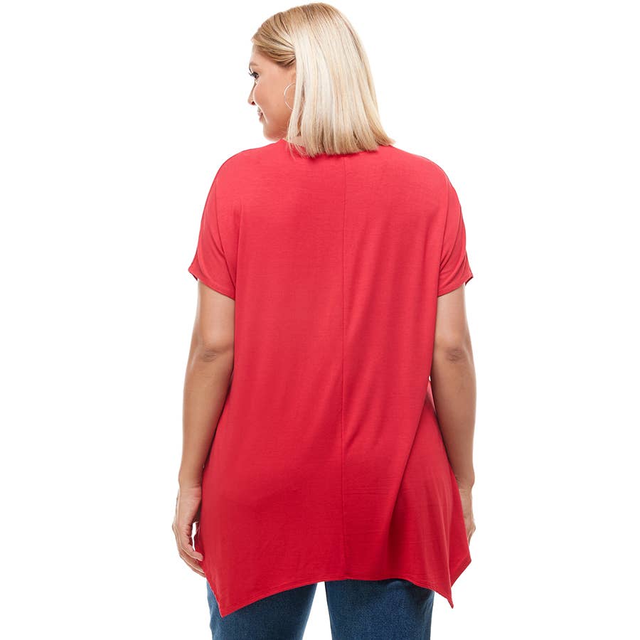 Azules Clothing - Wholesale Tunic - Women's - ATP-2307RSX Plus Size Asymmetric Short Sleeve Tunic14