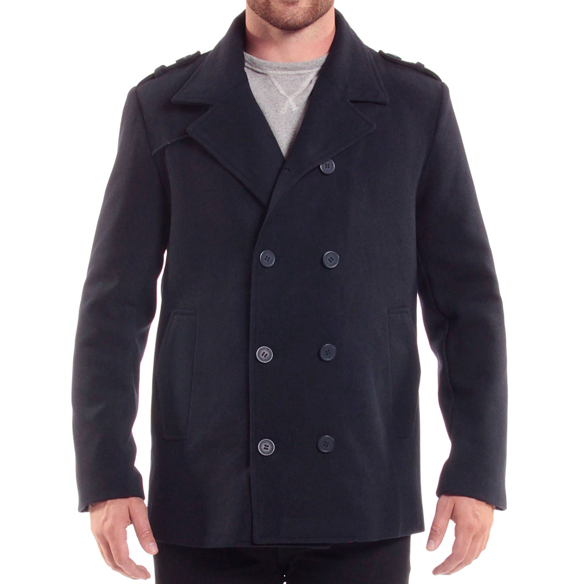 Alpine Swiss - Wholesale Peacoat - Men's - Jake Mens Pea Coat Wool Blend Double Breasted Dress Jacket P7