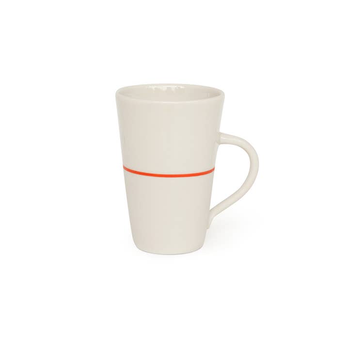 AmbitTall Mug - White / Rust Orange Line for wholesale by Sue Ure Maison