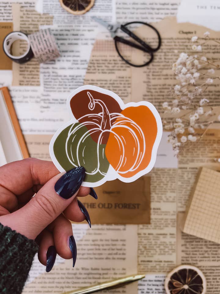 Pumpkin Abstract Autumn Sticker, 2.5x3in for wholesale by Twelfth Pine